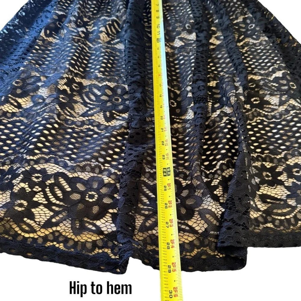 Metrowear Black Eyelet Gothic Fairy Renaissance A-Line Knee Length Skirt Size S‎